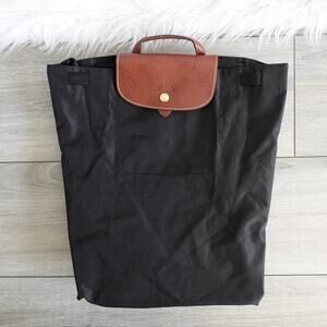 Vintage Longchamp Le Pliage Black Nylon Bucket Backpack